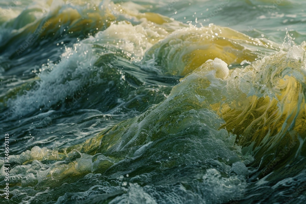 Aufkleber detailed view of a wave in the ocean, suitable for nature concepts