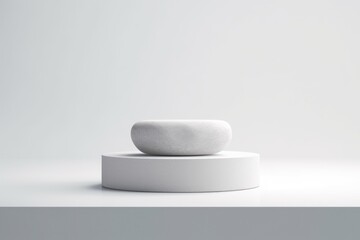 A simple white bowl sitting on top of a white pedestal. Suitable for kitchen or home decor concepts