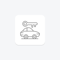 Car Rentals icon, rental cars, car hire, car reservations, car booking thinline icon, editable vector icon, pixel perfect, illustrator ai file