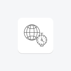 Time Zone icon, time zones, world time zones, time zone differences, time zone conversions thinline icon, editable vector icon, pixel perfect, illustrator ai file