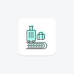 Baggage icon, luggage, travel baggage, travel luggage, checked baggage color shadow thinline icon, editable vector icon, pixel perfect, illustrator ai file
