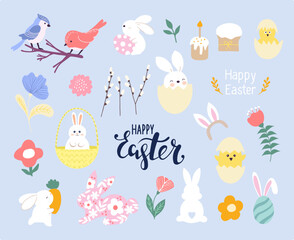 Happy easter graphic elements,vector set.Vector illustration.