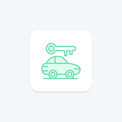 Car Rentals icon, rental cars, car hire, car reservations, car booking duotone line icon, editable vector icon, pixel perfect, illustrator ai file