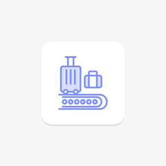 Baggage icon, luggage, travel baggage, travel luggage, checked baggage duotone line icon, editable vector icon, pixel perfect, illustrator ai file