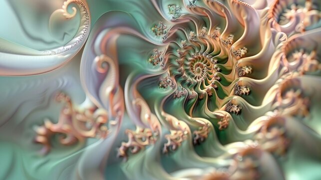 Digital art of fractal shapes and spirals