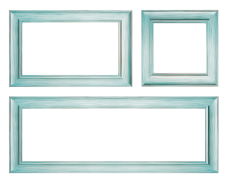 Simple teal colored wood frame. Various shapes and sizes. Square, retangular, extra wide. Transparent background PNG. Minimalism simple rustic wooden frame. Made of wood and painted in teal. - Powered by Adobe