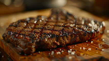 Grilled sirloin steak on a plate.