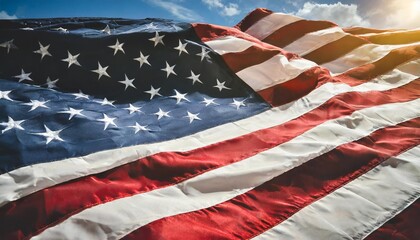 american flag waving in the wind - obrazy, fototapety, plakaty