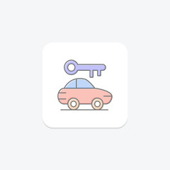 Car Rentals icon, rental cars, car hire, car reservations, car booking lineal color icon, editable vector icon, pixel perfect, illustrator ai file