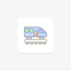 Train icon, trains, railway, railways, rail transport lineal color icon, editable vector icon, pixel perfect, illustrator ai file