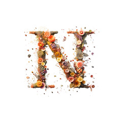 Letter “N” containing flowers transparent