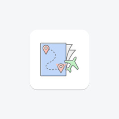 Itinerary icon, itineraries, travel itinerary, travel itineraries, trip itinerary lineal color icon, editable vector icon, pixel perfect, illustrator ai file