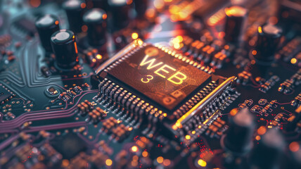 Close-up of a chip with the inscription - WEB 3.0