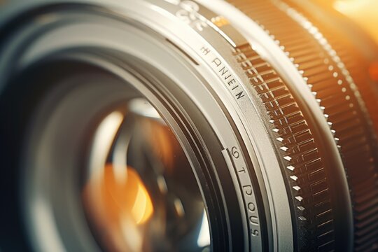 Detailed shot of a camera lens, ideal for photography enthusiasts