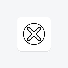 X Mark icon, x, cross, cross mark, delete line icon, editable vector icon, pixel perfect, illustrator ai file