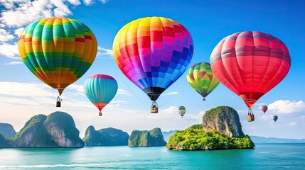 A hot air balloon festival with balloons of all shapes and sizes taking flight.