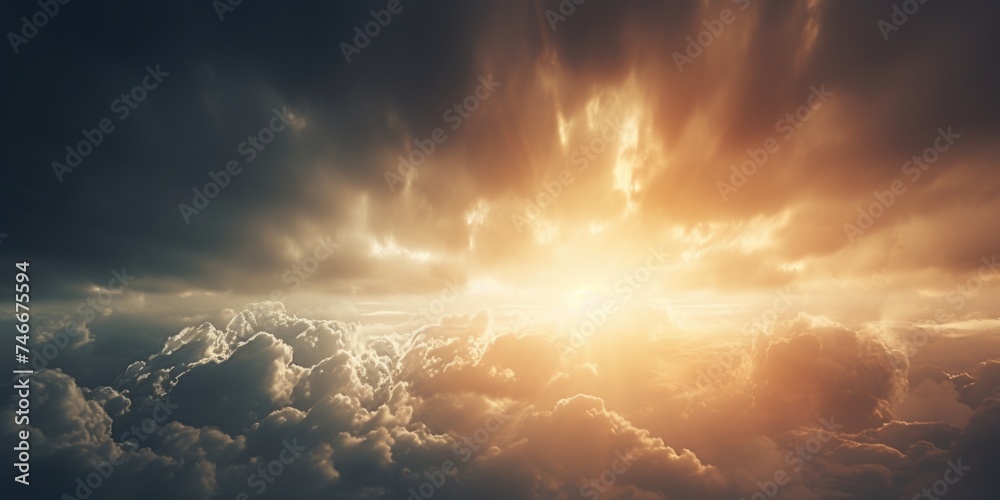 Aufkleber sunlight breaking through cloudy sky. ideal for weather and nature concepts