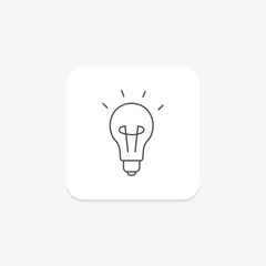 Lightbulb icon, light bulb, idea, innovation, creativity thinline icon, editable vector icon, pixel perfect, illustrator ai file