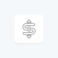 Dollar Sign icon, dollar, currency, money, finance thinline icon, editable vector icon, pixel perfect, illustrator ai file