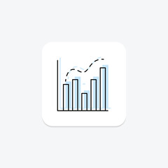 Histogram icon, histograms, frequency distribution, frequency graph, frequency diagram color shadow thinline icon, editable vector icon, pixel perfect, illustrator ai file