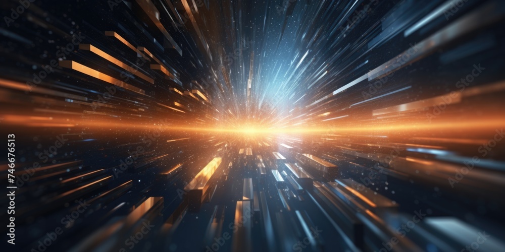 Poster Abstract image with contrasting orange and blue lights, suitable for various design projects