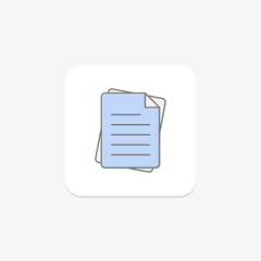 Document icon, documents, file, files, paperwork lineal color icon, editable vector icon, pixel perfect, illustrator ai file