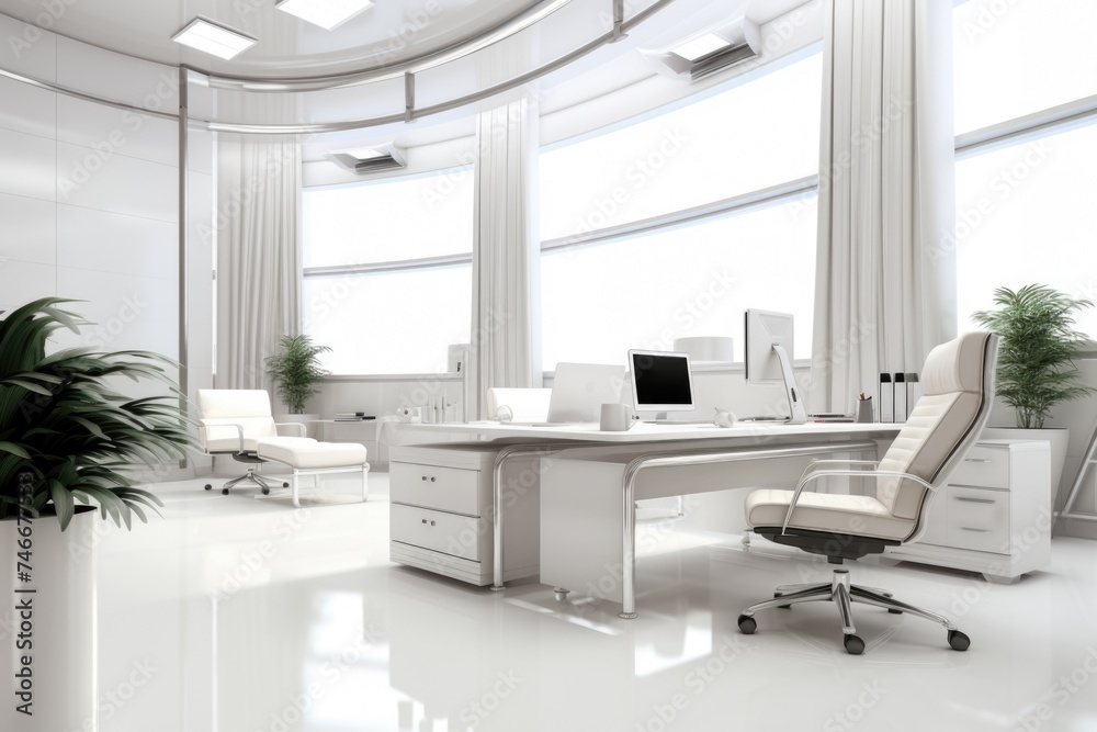 Poster a simple white office setup. suitable for business concepts