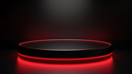 Rgb light round podium and black background for mock up