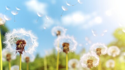 Naklejka premium Closeup of dandelion - natural background