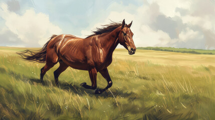 A Horse Galloping in a Field