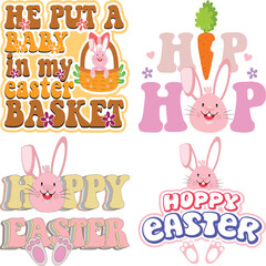 Happy Easter Bundle design, Christian Easter Bundle, Easter Bunny, Retro Easter Cut Files Cricut, Good for Happy Easter tshirt design