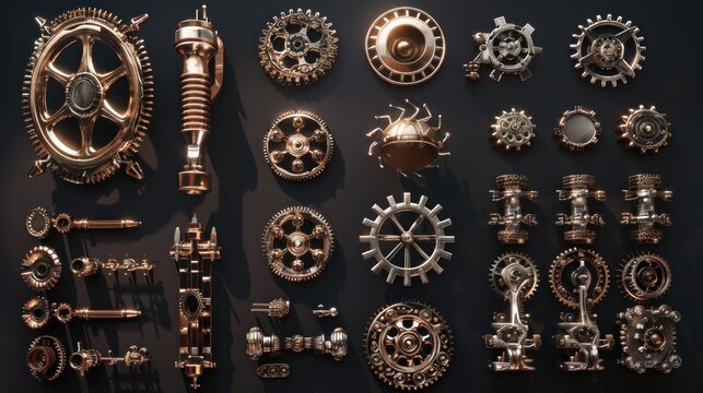 Steampunk gears and mechanical parts © Narmina