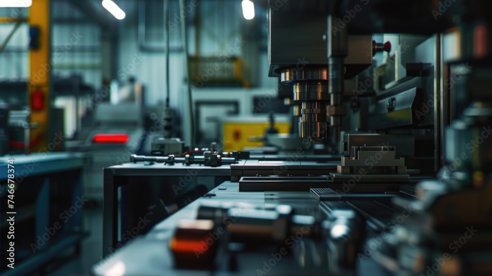 Poster picture of a factory filled with machines and tools. suitable for industrial concepts