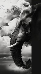 Surreal Elephant Cloudscape Composite