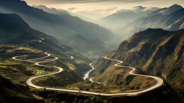 Pictures of mountain serpentines and panoramic roads