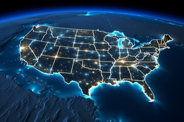 Breathtaking usa city lights viewed from space, courtesy of nasa - nighttime urban landscape