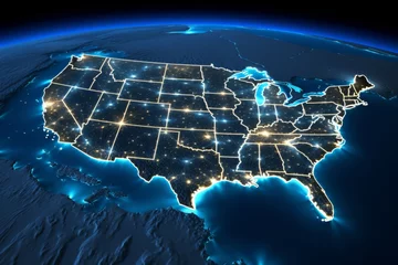 Poster Breathtaking usa city lights viewed from space, courtesy of nasa - nighttime urban landscape © sorin