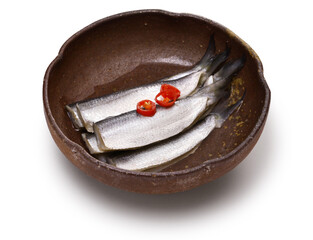 Pickled Scaled sardine (Japanese name is Sappa or Mamakari) in vinegar. Japanese food.