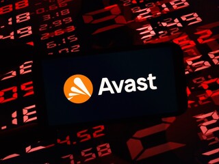 Konskie, Poland - February 24, 2024: Avast Software company logo displayed on mobile phone