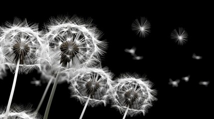 Detail of the Dandelion on the black Background