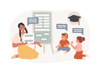 Bilingual immersion program isolated concept vector illustration. Early education program, foreign language elementary schooling, bilingual preschool, immersion teaching method vector concept.