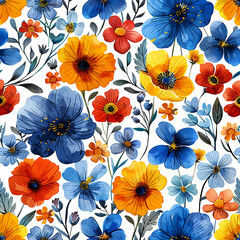 Floral natural pattern flowers on a white background