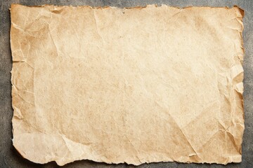 A high-resolution image of an old, textured, wrinkled piece of beige paper, perfect for a vintage...