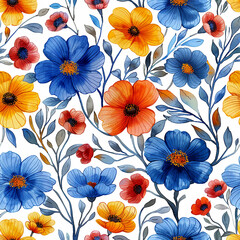 Floral natural pattern flowers on a white background