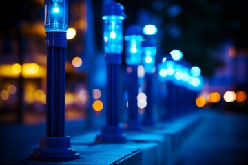 City street lights at night creating atmospheric urban photography with shallow depth of field