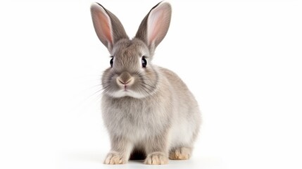 Fototapeta premium Grey rabbit on a white background