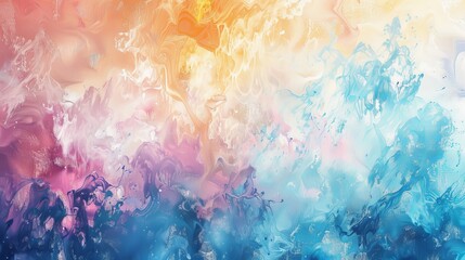 Abstract Painting in Blue, Pink, and Yellow