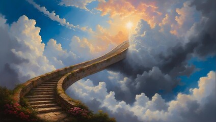 Stairs to heaven .  faith and religion concept