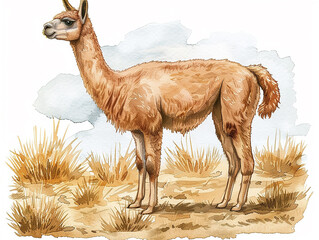 set di  dolcissimi alpaca di diversi colori in stile acquerello su sfondo bianco scontornabile, ideale per libri per bambini