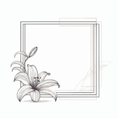 Minimalist frame design with one flat, minimalist lily design in the lower right corner